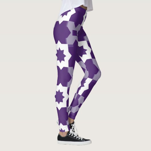 Leggings de géométrie en étoile blanche violette (Droite)