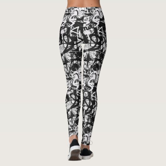 Leggings de graffiti en noir et blanc (Dos)