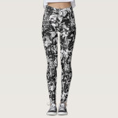 Leggings de graffiti en noir et blanc (Devant)