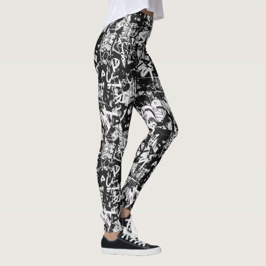 Leggings de graffiti en noir et blanc (Droite)