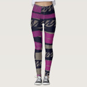 Leggings de griffes noirs et violets (Devant)