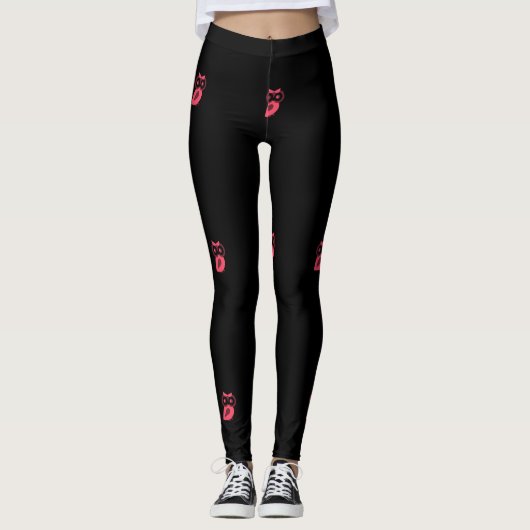 Leggings de hibou rose (Devant)