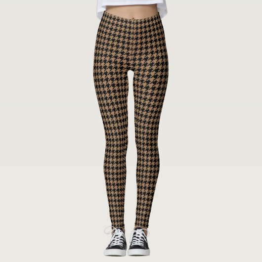 Leggings de Houndstooth noirs et Brown (Devant)