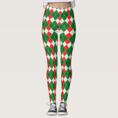 Leggings De Jacquard Rouge Et Vert (Devant)