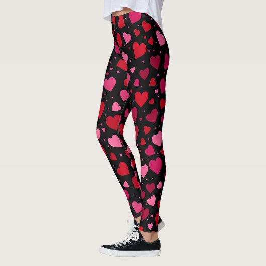 Leggings de la Saint-Valentin, Coeurs rose et roug (Gauche)