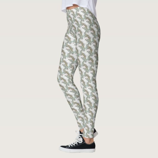 Leggings de lapin blanc Pale Green Berries Noël (Gauche)