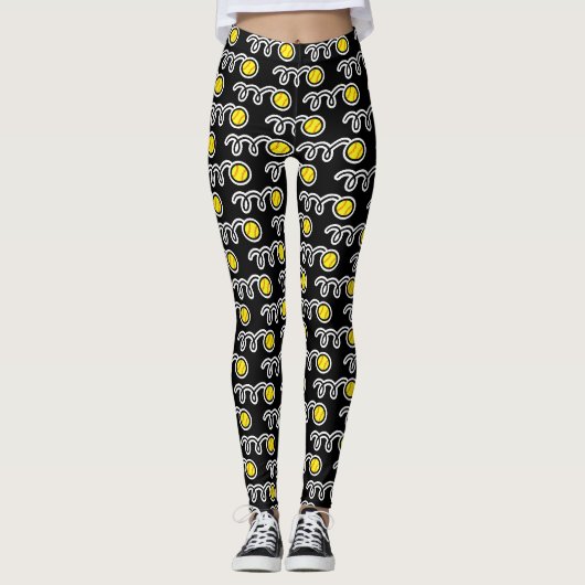 Leggings de loisirs noirs avec imprimé de softball (Devant)