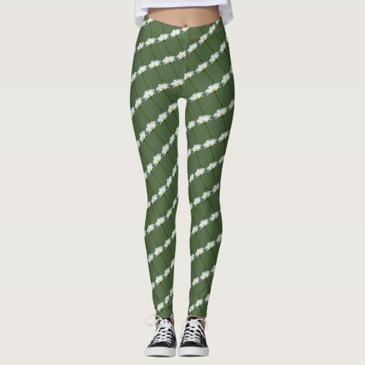 Leggings de marguerite Blanc Fleur sauvage de marg (Devant)
