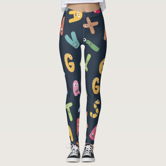 Leggings De mignons alphabets monstres (Devant)