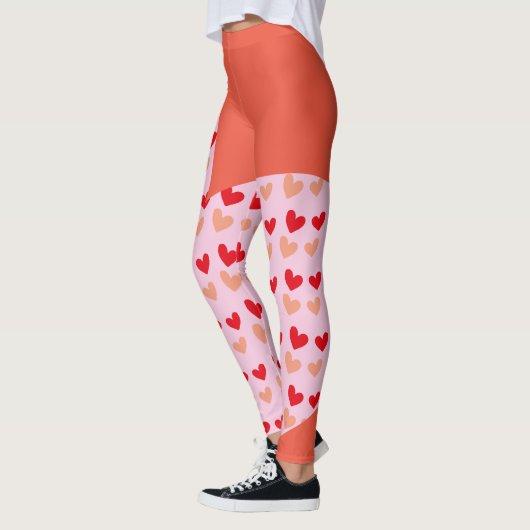 leggings de mini-coeurs rose rouge (Gauche)