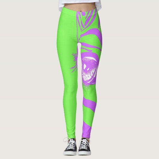 Leggings de mode à motif zèbre néon (Devant)