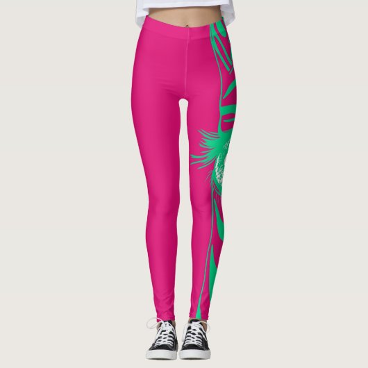 Leggings de mode à motif zèbre néon (Devant)