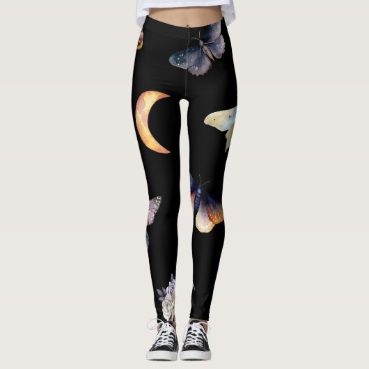 Leggings de mode noirs pour femmes Crystals & Moth (Devant)