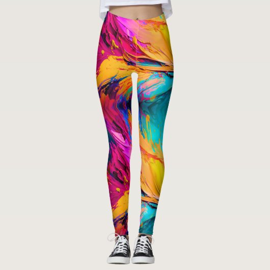 Leggings de mode Paint Pop Abstrait (Devant)