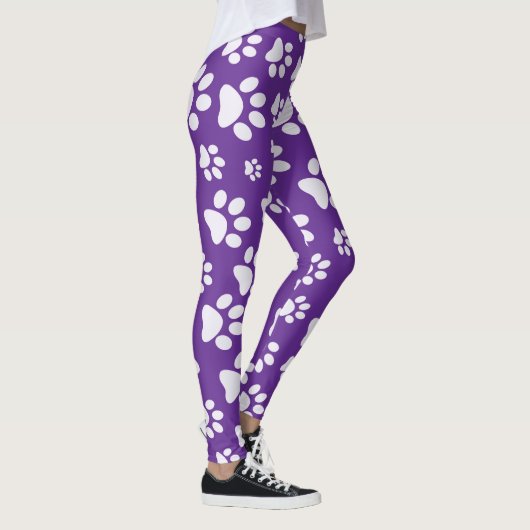 Leggings de mode PawPrint violet et blanc (Droite)