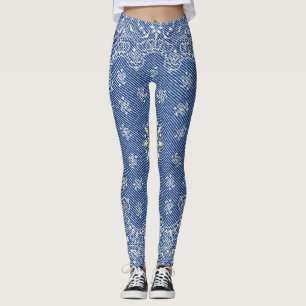 Leggings de mouchoirs bleu Jane