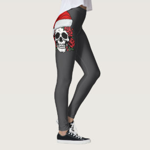 Leggings de Noël crâne de Père Noël gothique fanta