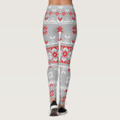 Leggings de Noël des femmes gris/rouges (Dos)