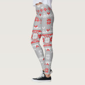 Leggings de Noël des femmes gris/rouges (Gauche)