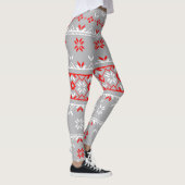 Leggings de Noël des femmes gris/rouges (Droite)