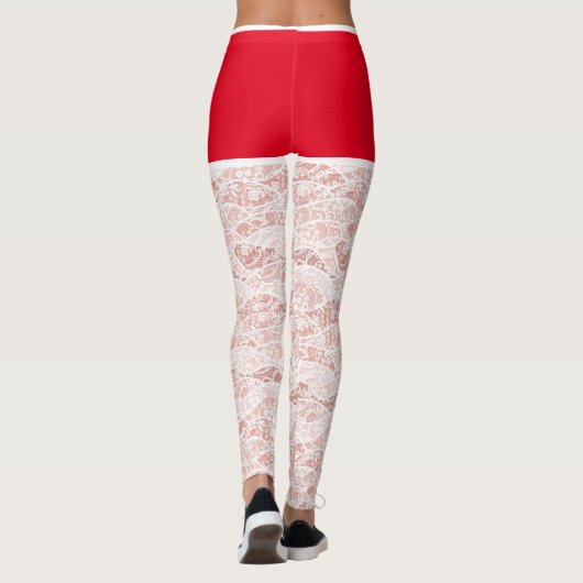 Leggings de Noël Faux Floral White Lace Fishnet (Dos)