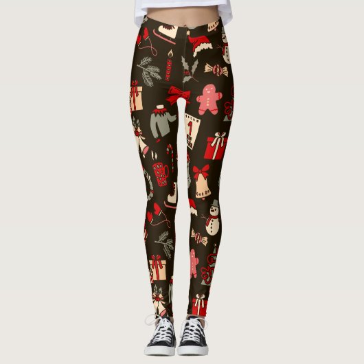 Leggings de Noël imprimés partout (Devant)