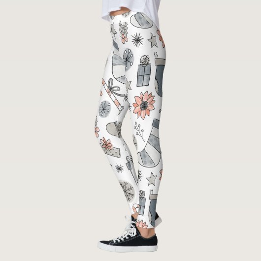 Leggings de Noël neutres avec Motif à main (Gauche)