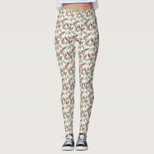 Leggings de Noël roses (Devant)