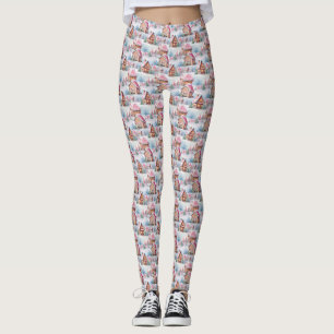 Leggings de Noël roses