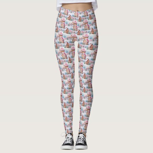 Leggings de Noël roses (Devant)