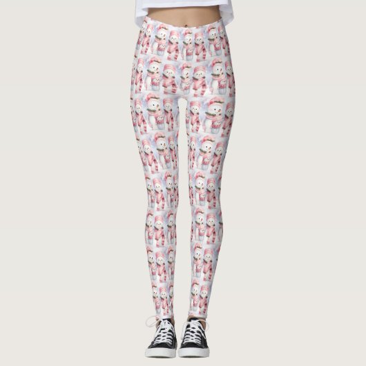 Leggings de Noël roses (Devant)