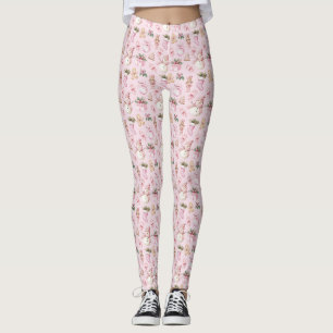 Leggings de Noël roses