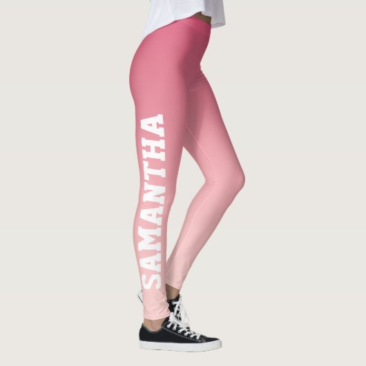 Leggings de nom personnalisé Hot Rose to Blush Pin (Droite)