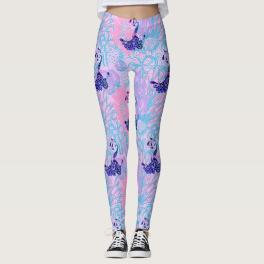 leggings de paon rose floral (Devant)