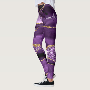 Leggings de Parties scintillant d'or violet avec n