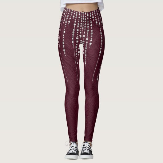 Leggings de perles de marron et d'argent (Devant)