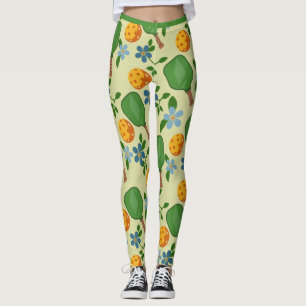 Leggings De Pickleball Amusants Avec Floral Vibran