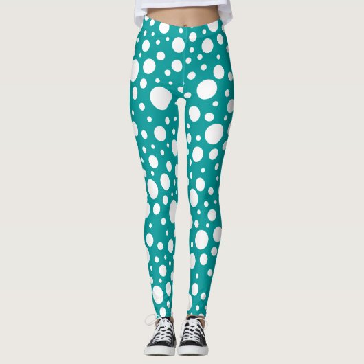 Leggings de points turquoises (Devant)