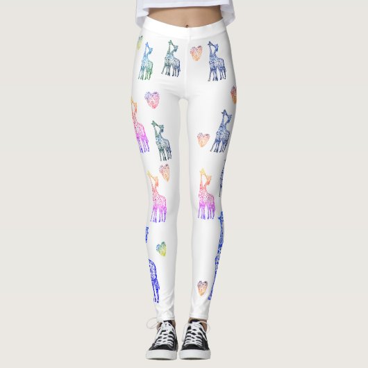 Leggings de Saint Valentin, Baiser de Giraffes (Devant)