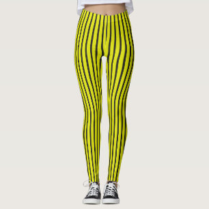 🟨 Leggings de sport à rayures verticales jaunes �