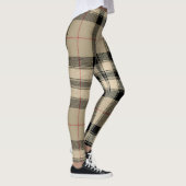 Leggings De Style Design Plaid Beige Et Noir (Droite)
