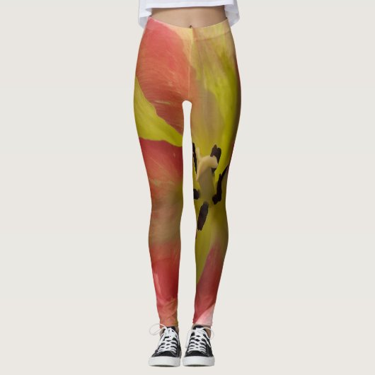 Leggings de tulipe rose et jaune (Devant)