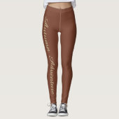 Leggings de typographie d'automne marron – Automne (Devant)