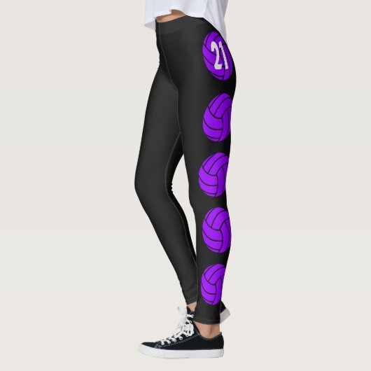Leggings de volley-ball personnalisables violets (Gauche)