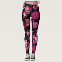 Leggings de yoga à fleurs rose rose foncé Moody