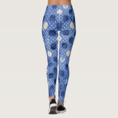 Leggings de Yoga bleu, Fleurs Motif d'impression p (Dos)