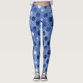 Leggings de Yoga bleu, Fleurs Motif d'impression p (Devant)