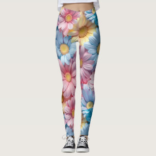 Leggings de yoga fleurs couleur pastel