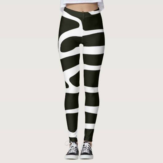 Leggings de Yoga noir et blanc d'art Abstrait (Devant)