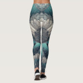 Leggings Déclaration Ventilateurs d'Argent Bleu Art Nouveau (Dos)